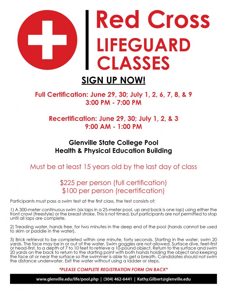 Lifeguard Certification Classes Scheduled At Glenville State   Red Cross Lifeguard Class Flyer 20 